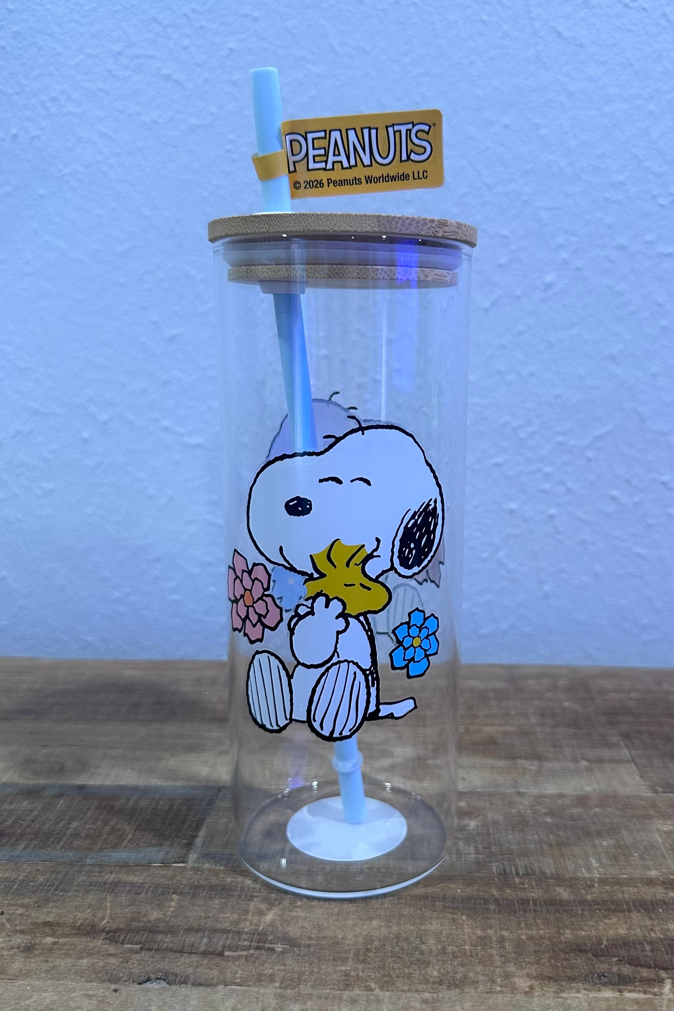 Peanuts Snoopy 22oz Glass Sipper Hug Cup