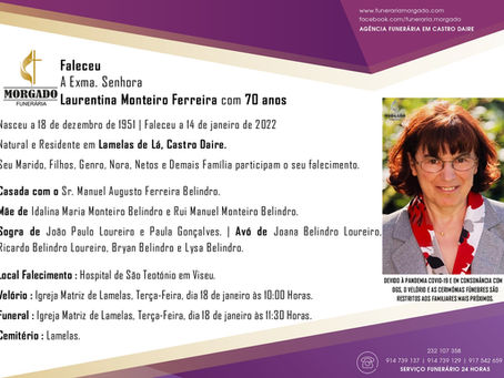 FALECEU a Sra. Laurentina Monteiro Ferreira com 70 Anos (Lamelas de Lá, Castro Daire)