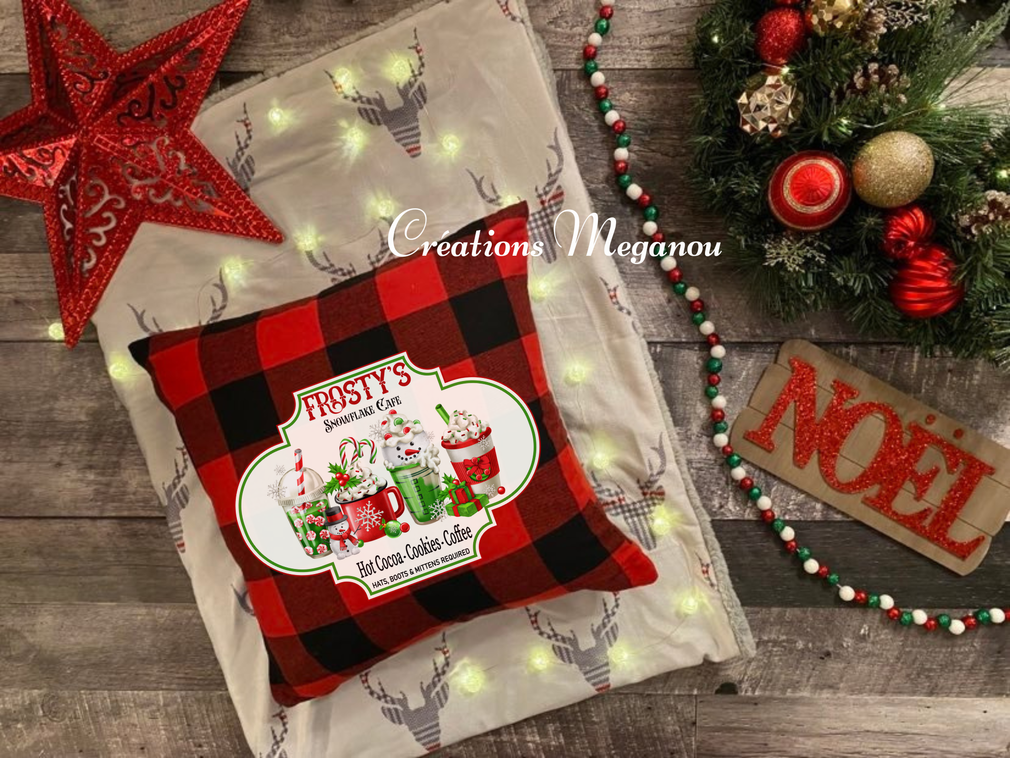 Housse de coussin rouge - Frosty's Cafe