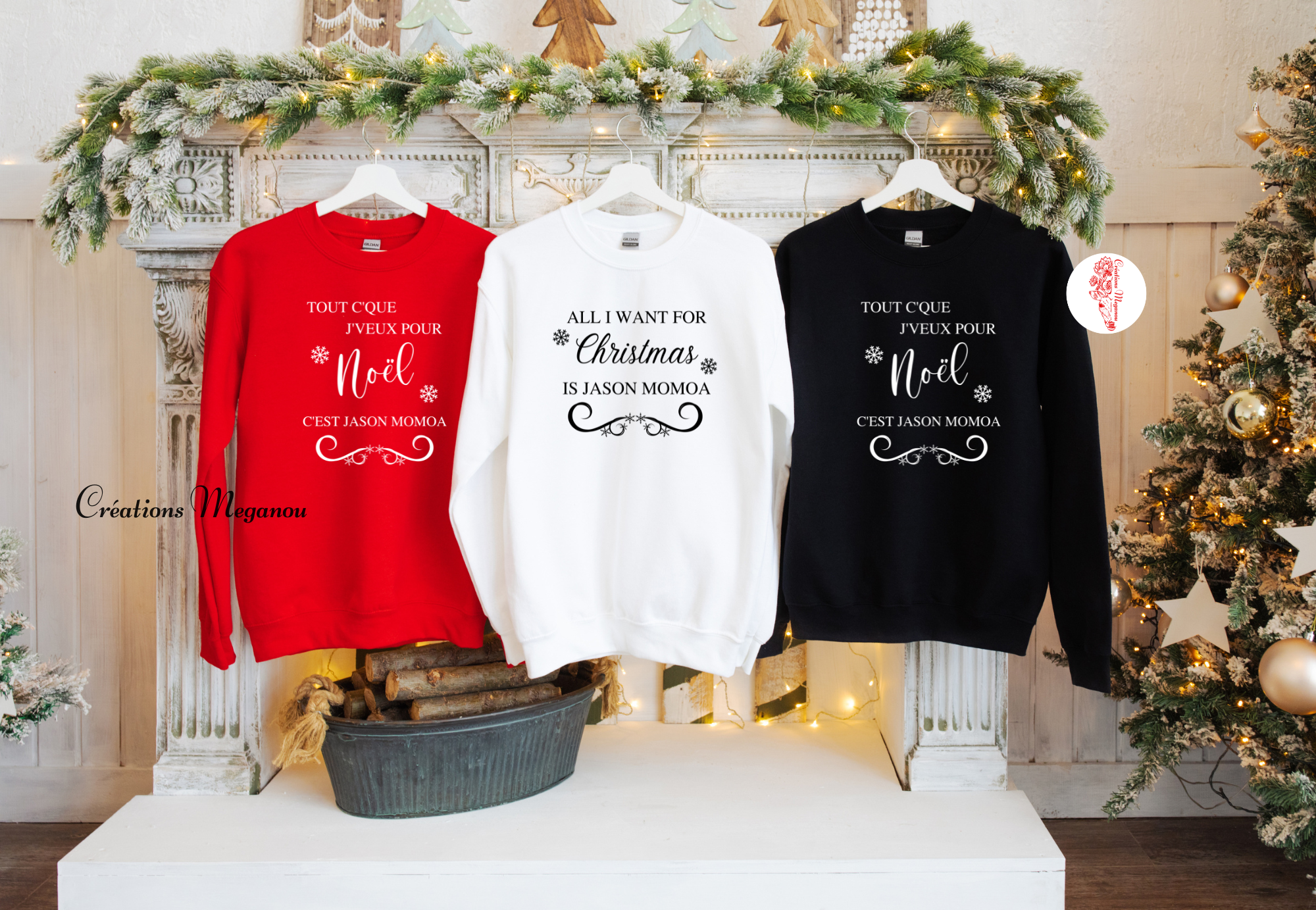 Tout c'que j'veux pour Noël (coton ouaté personnalisable)