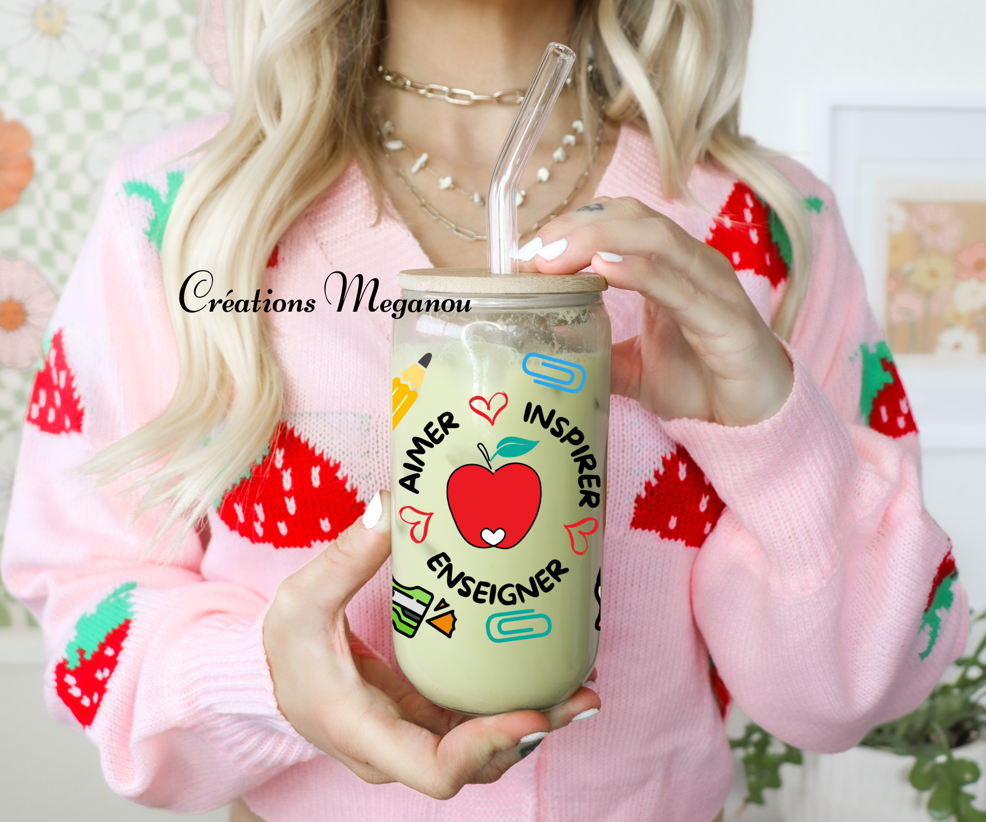 TEACH LOVE INSPIRE (verre à café glacé)