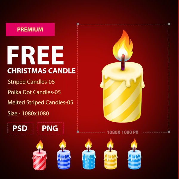 Christmas Candle Pack – Free PNG & PSD Game Assets