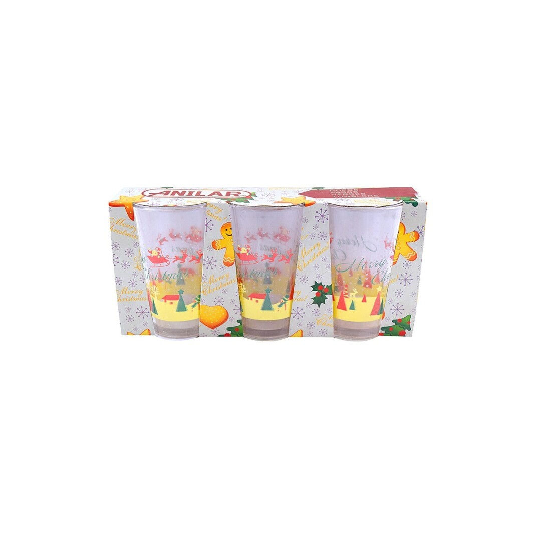 conjunto de 3 taças de natal 230ml
