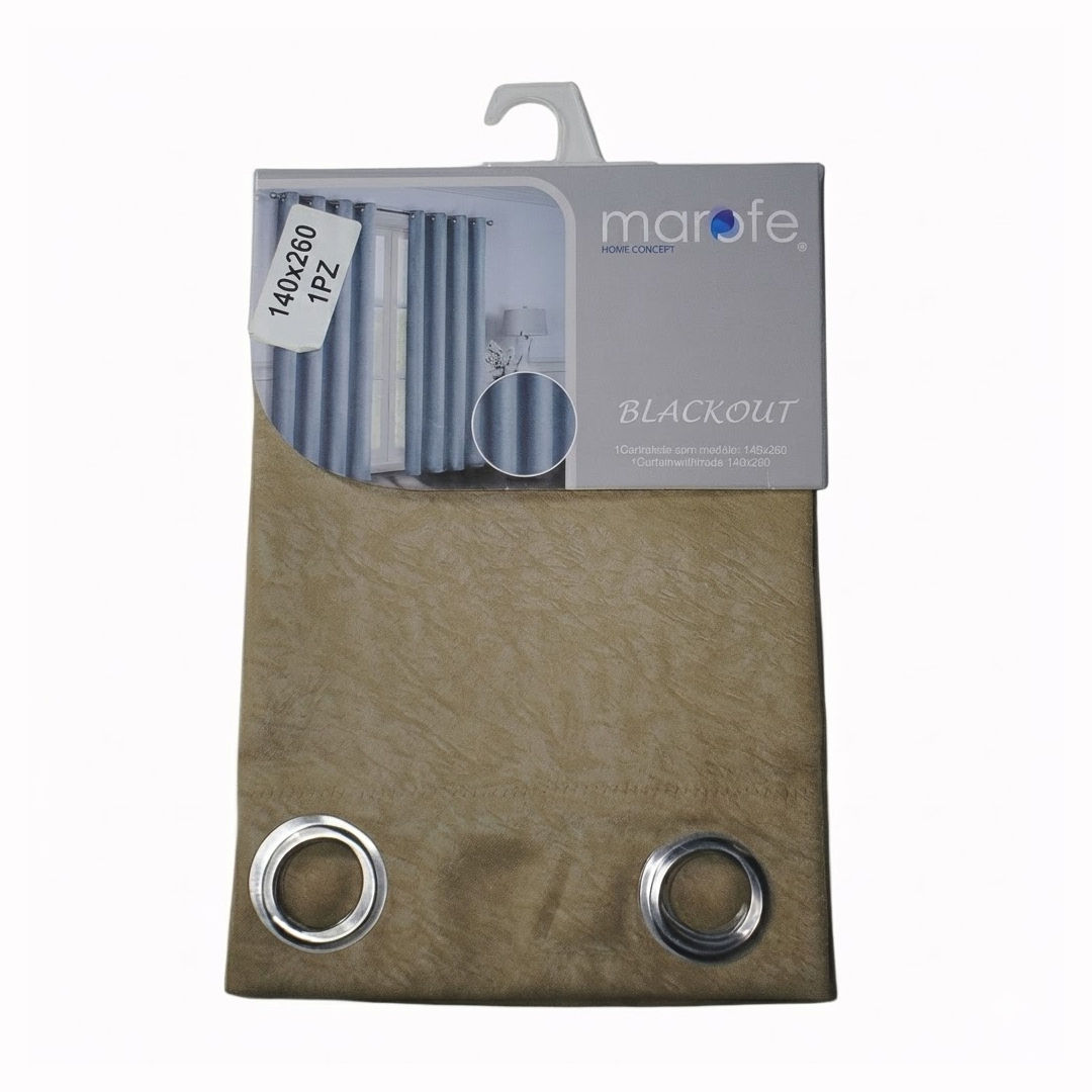Cortina para sala/quarto 140x260 cm, cor taupe, 100% poliéster