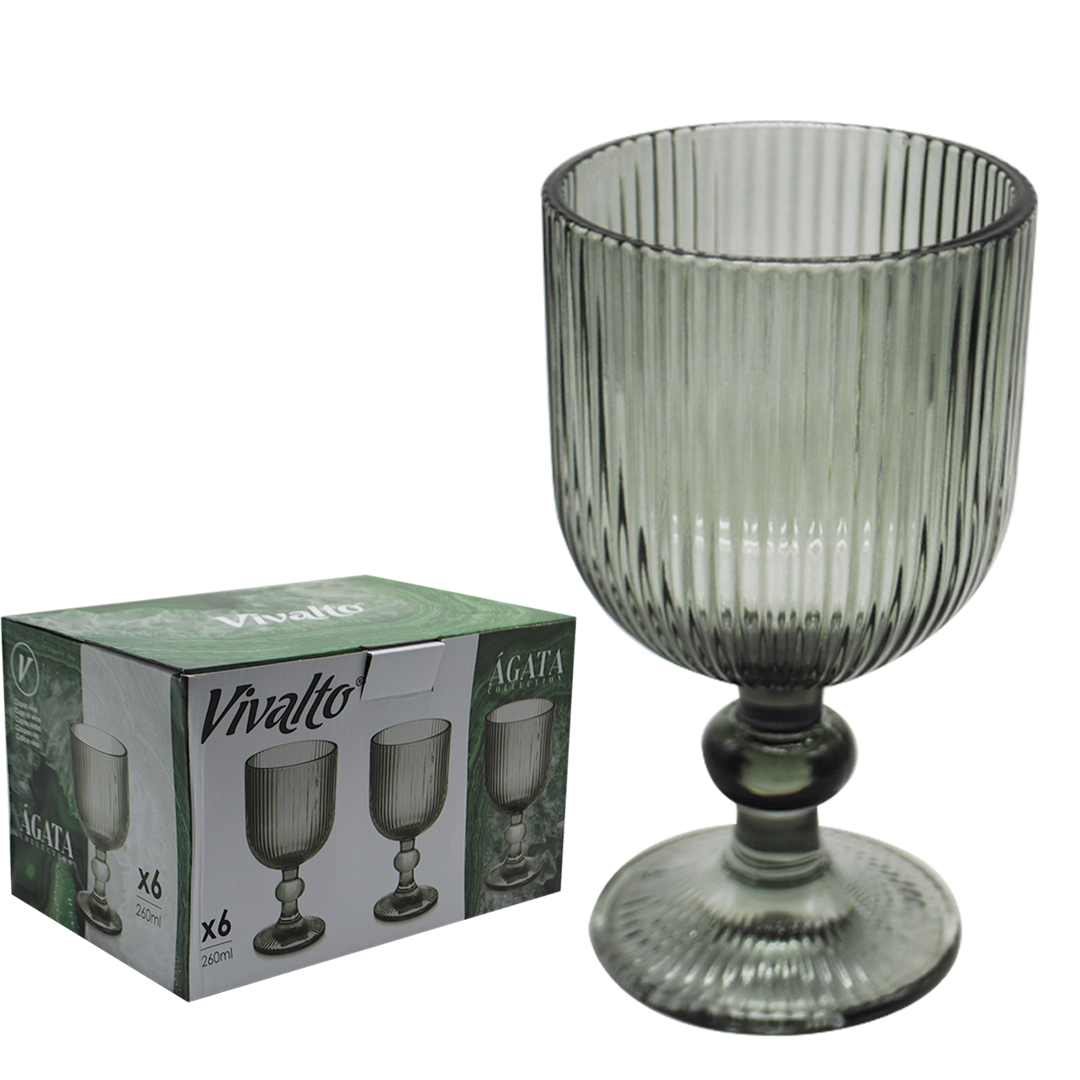 Copo de vinho verde riscas vivalto pack6  370ml