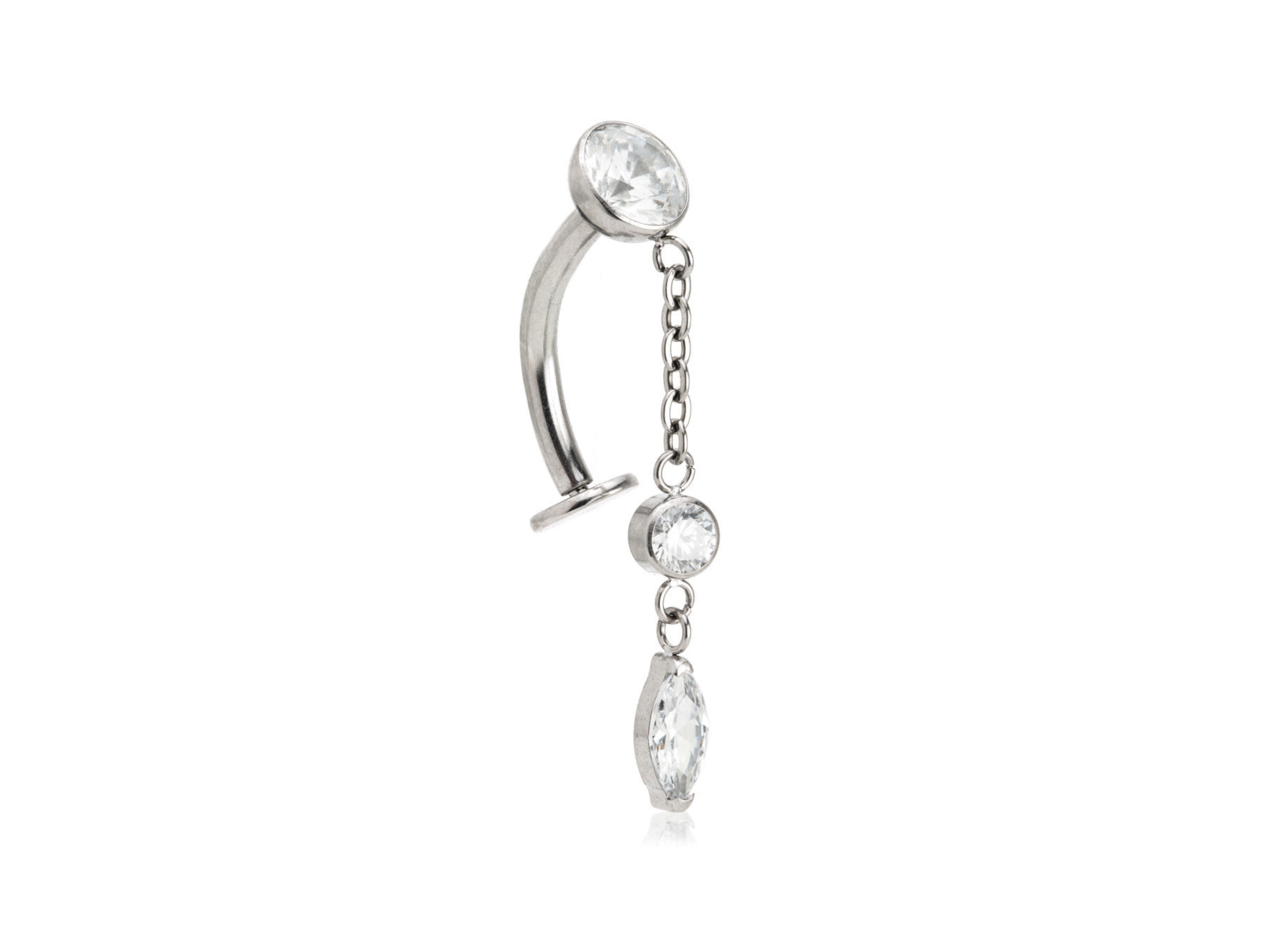 CZ & Dangle Floating Navel Bar