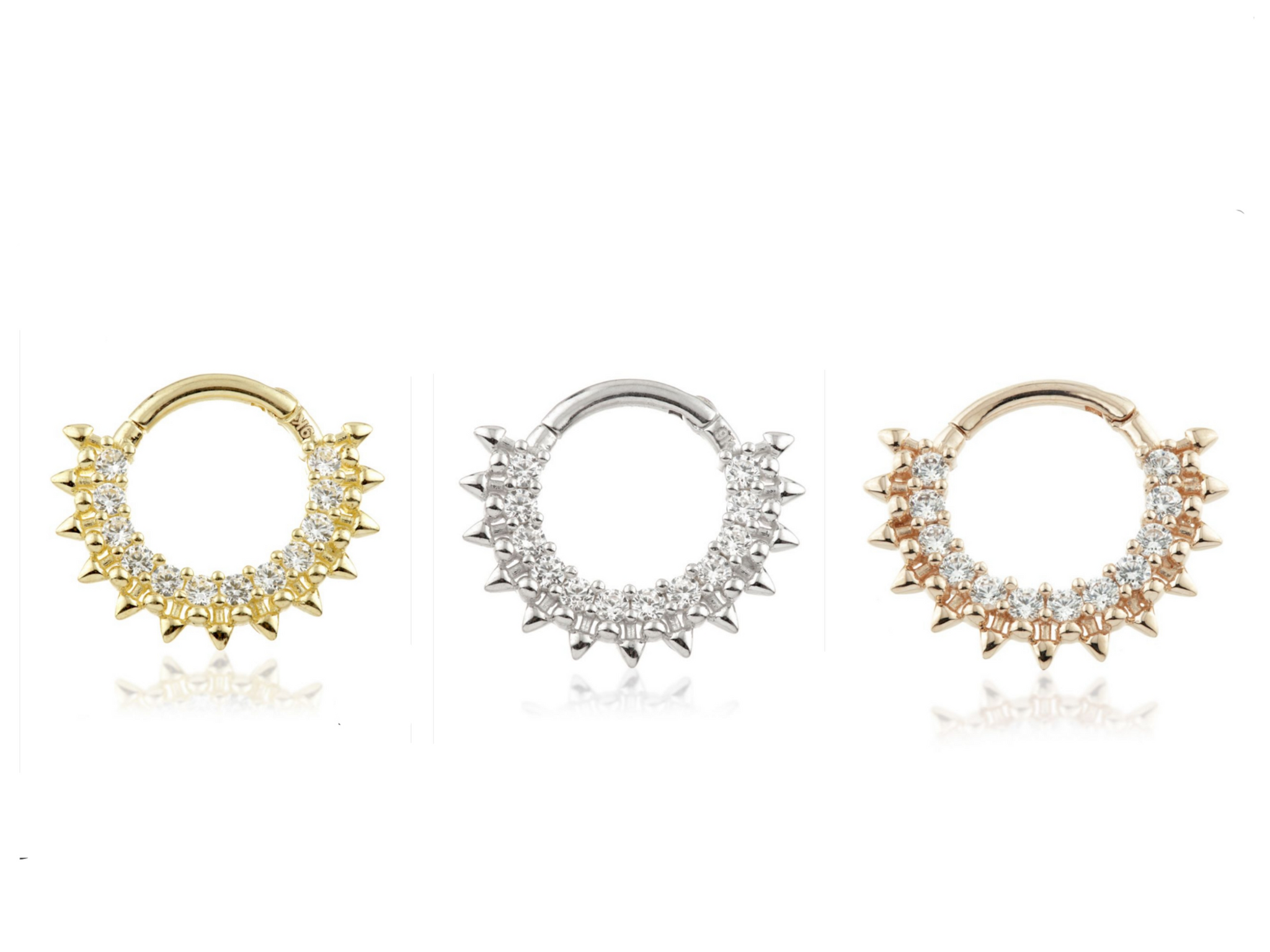 14kt Pavé & Spikes Hinged Ring - Cubic Zirconias