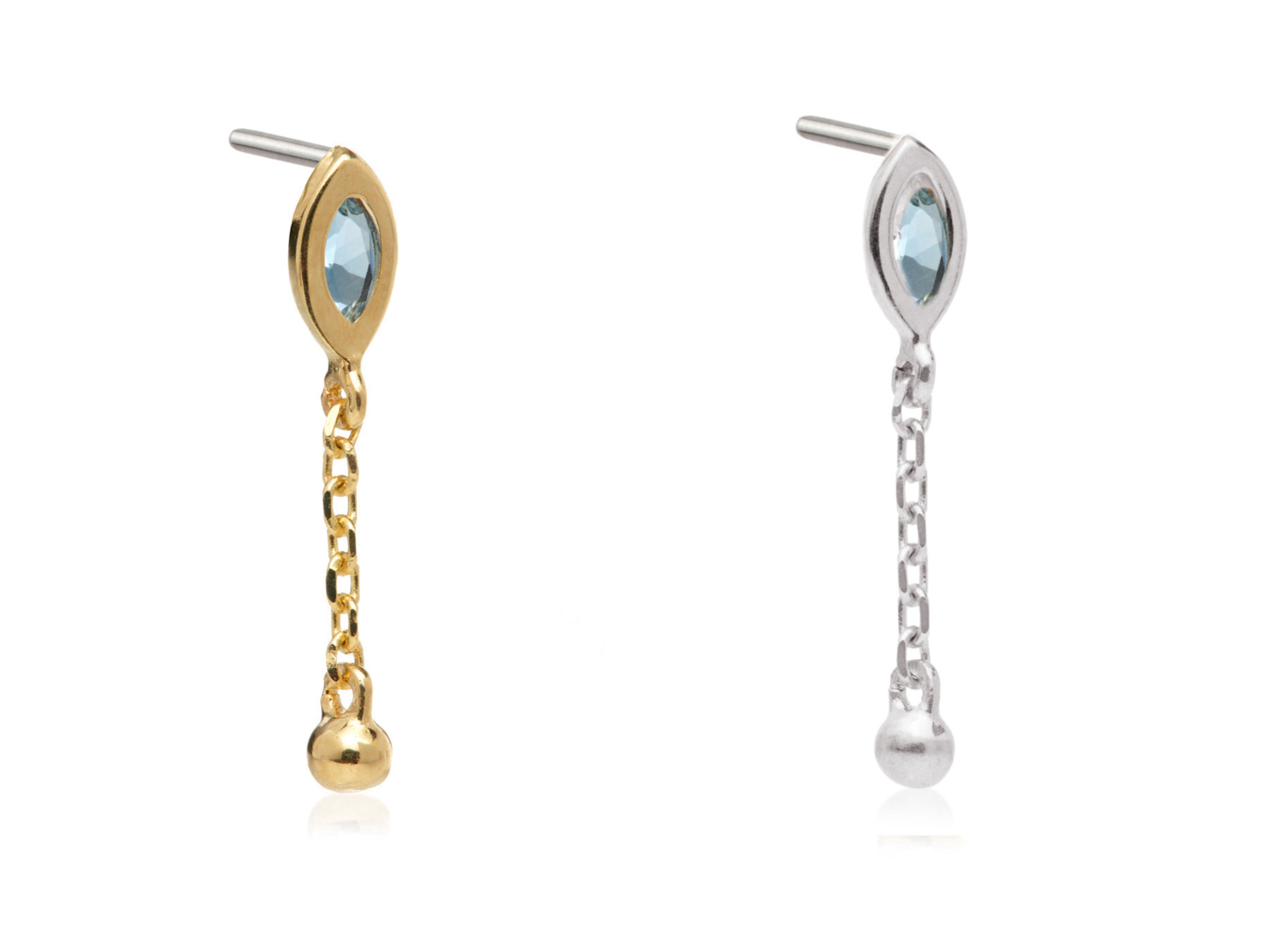 14kt Marquise & Chain - Aquamarine CZ