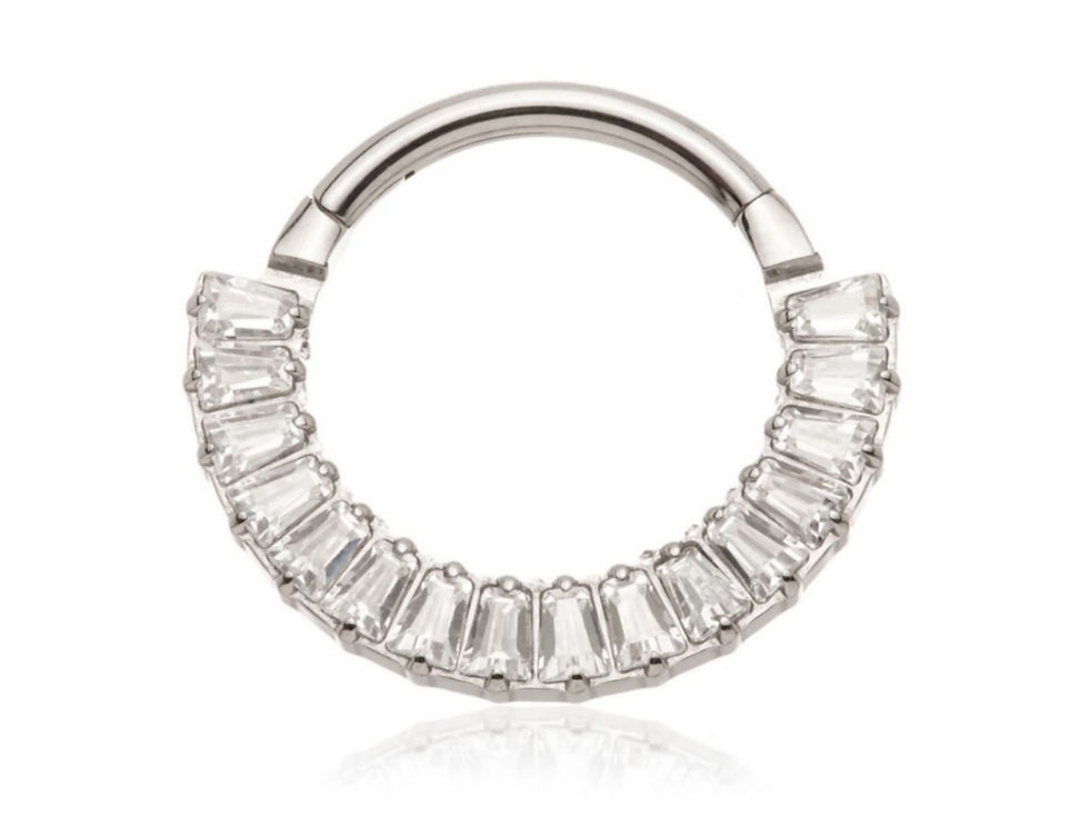 Titanium Baguette CZ Hinged Ring