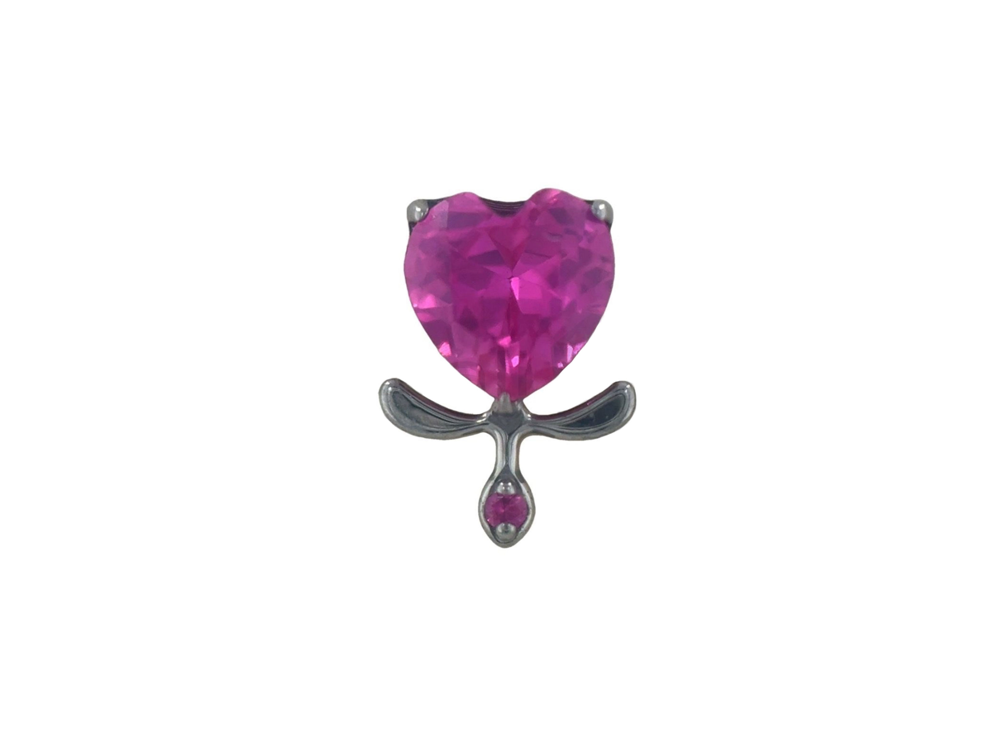 Ruby CZ 'Bleeding Heart' - Threaded