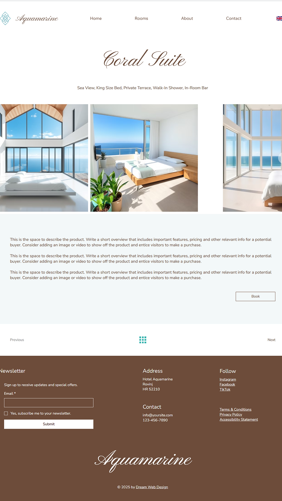 Thumbnail: Hotel Aquamarine premium hospitality template preview