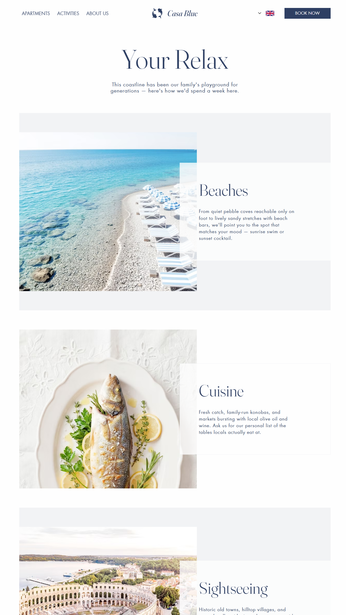 Casa Blue starter hospitality template preview