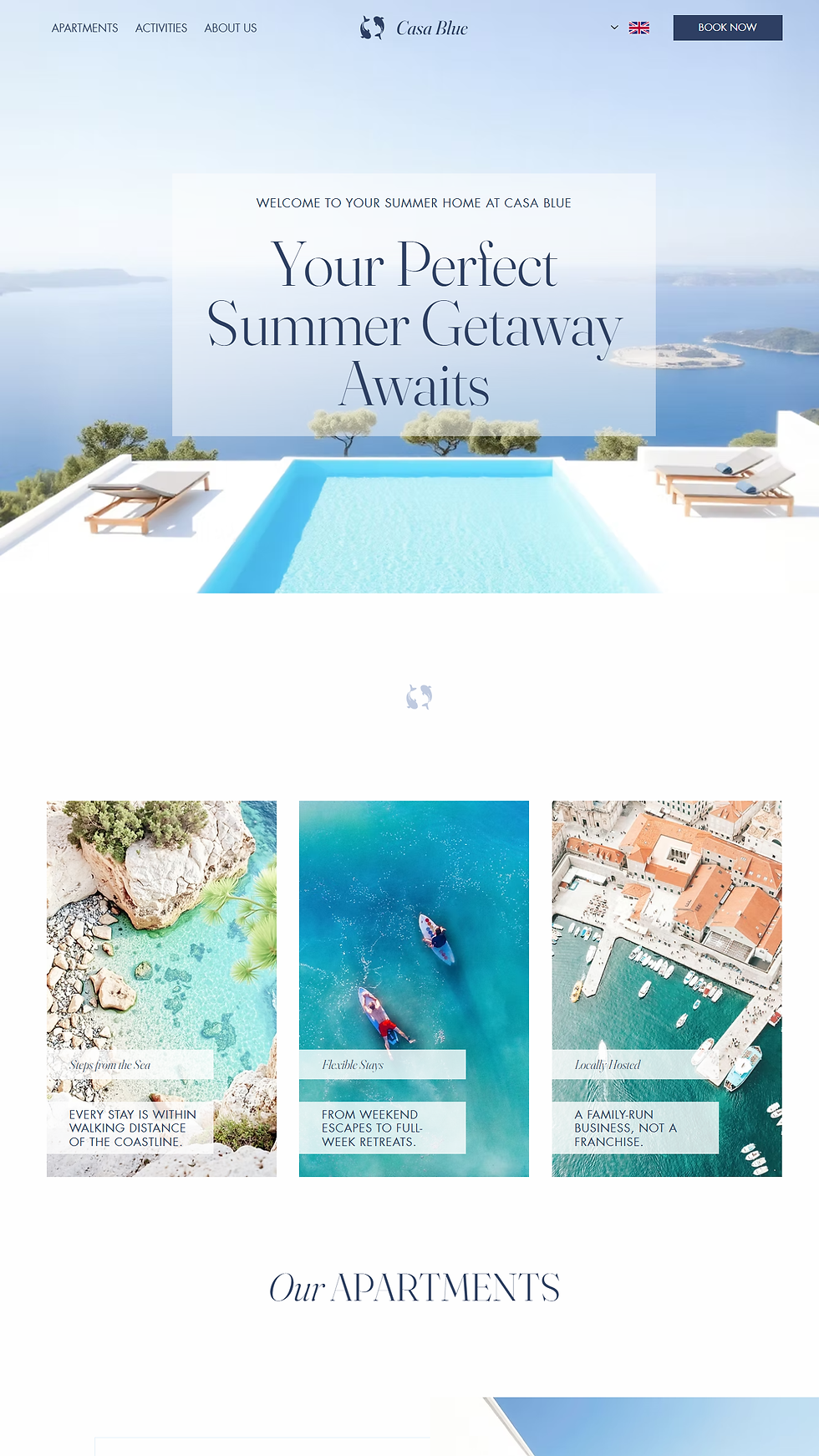 Casa Blue premium hospitality template preview