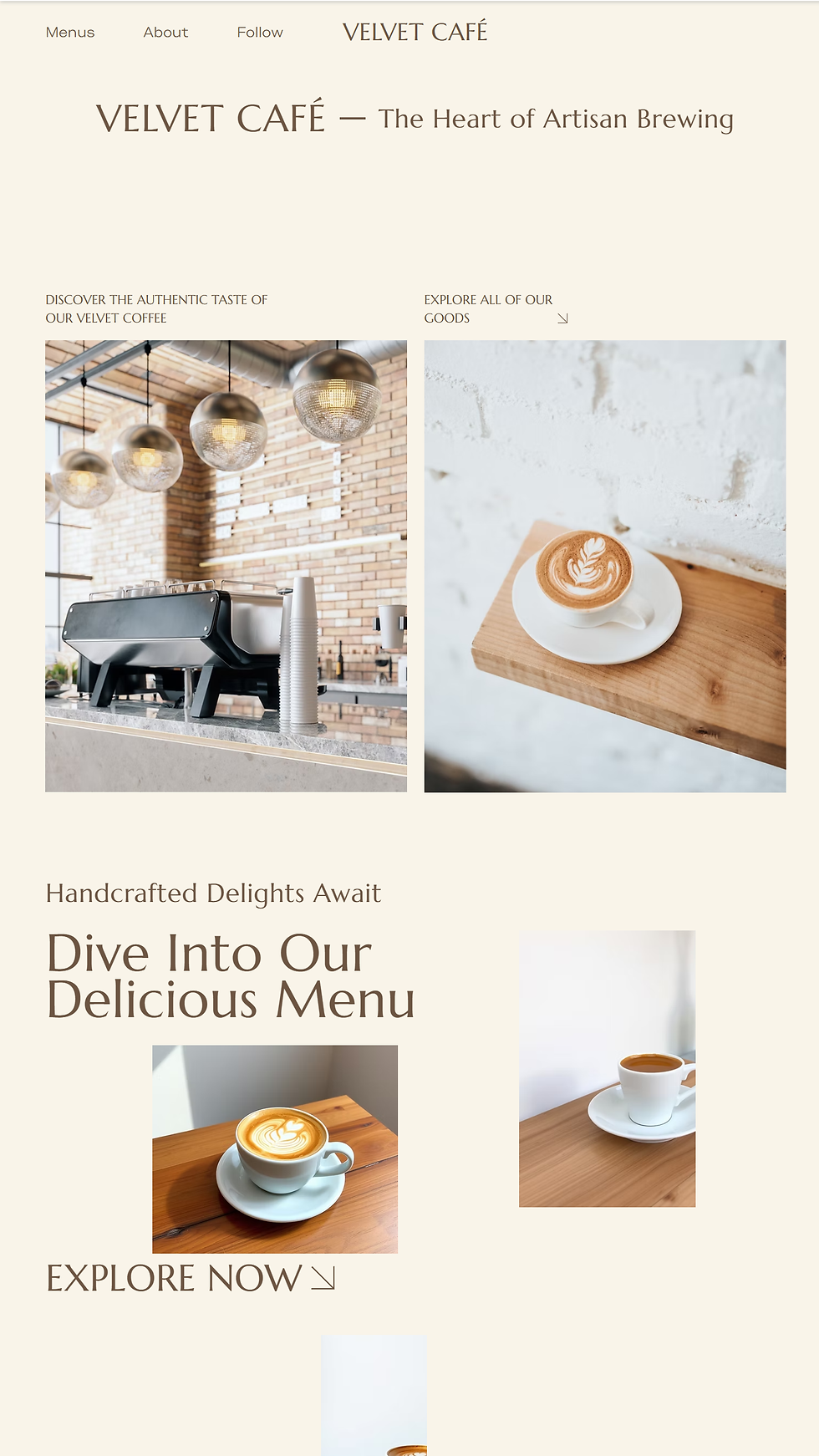 Velvet Café starter café template preview