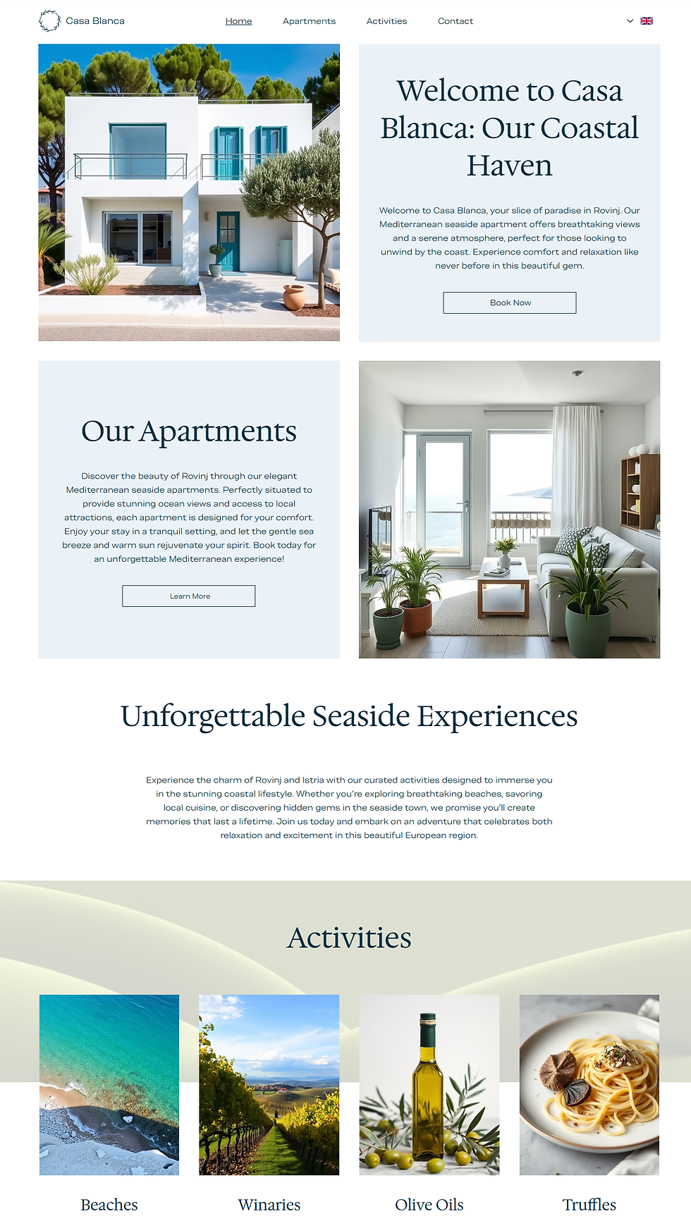 Casa Blanca premium hospitality template preview