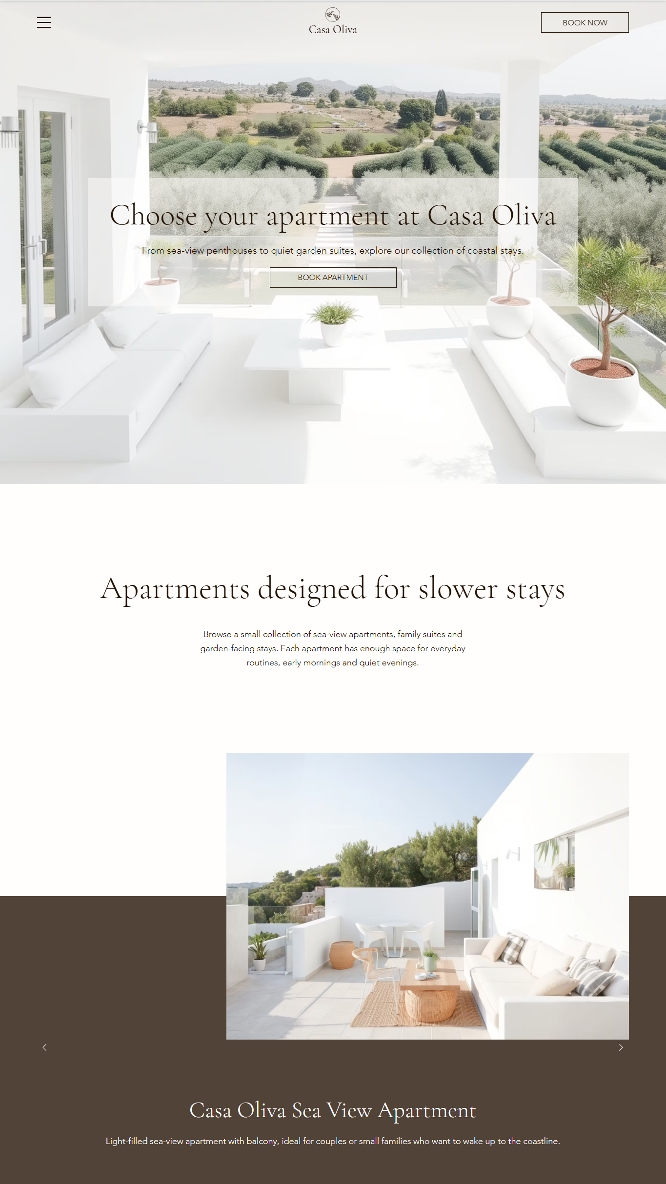 Casa Oliva starter hospitality template preview