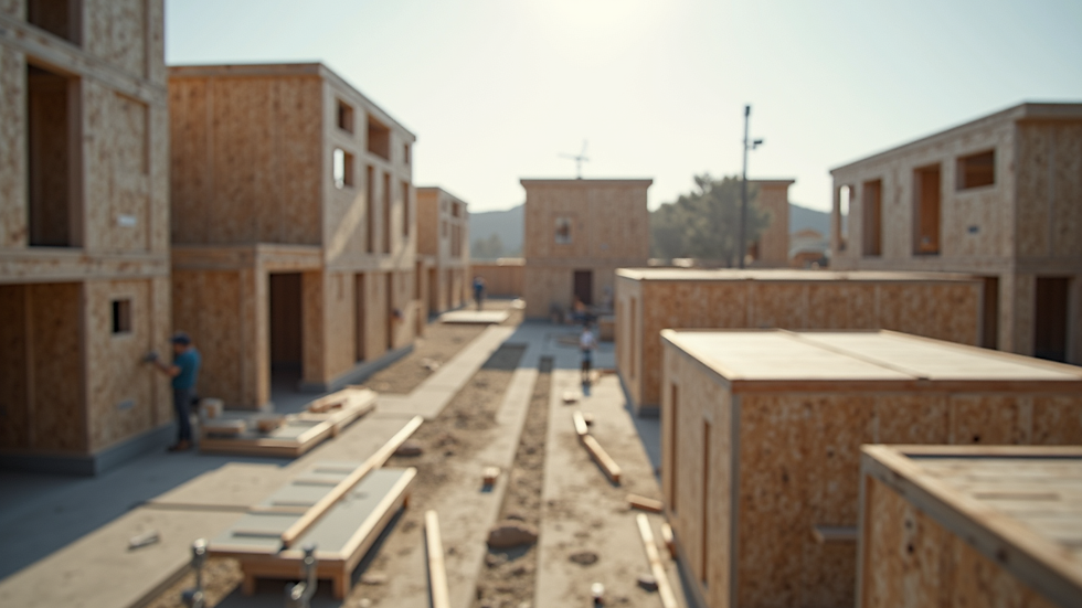 Close-up view of modular building components being assembled on site