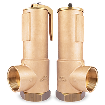 Enclosed discharge safety valves in bronze. Seetru Type LGS safety relief valve.