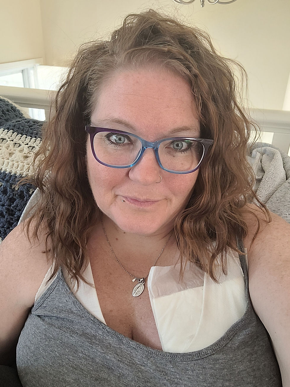 Monday August 24 - wearing my incontinence pads and my homemade bra