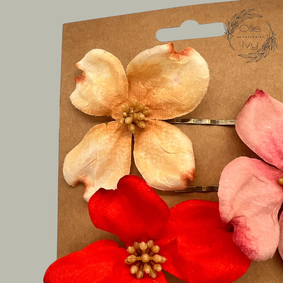 Thumbnail: New ECO dogwood rose hair clip set. X3 small crocodile clips