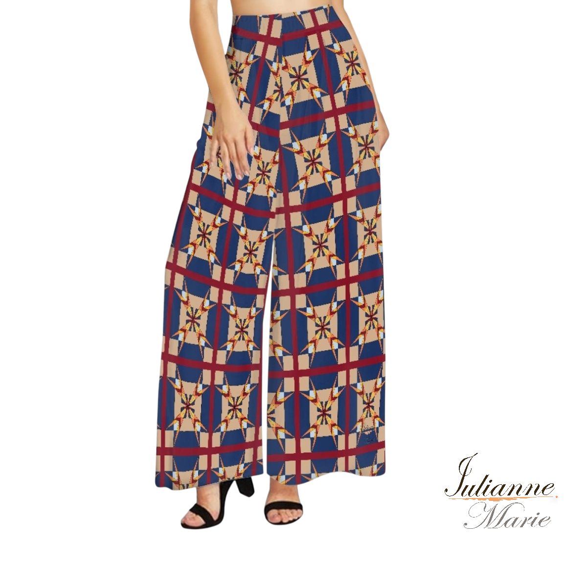 Maltese cross cubist style palazzo pants