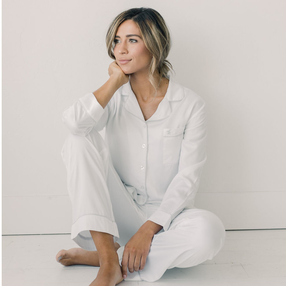 Thumbnail: White Long Bamboo Pajamas