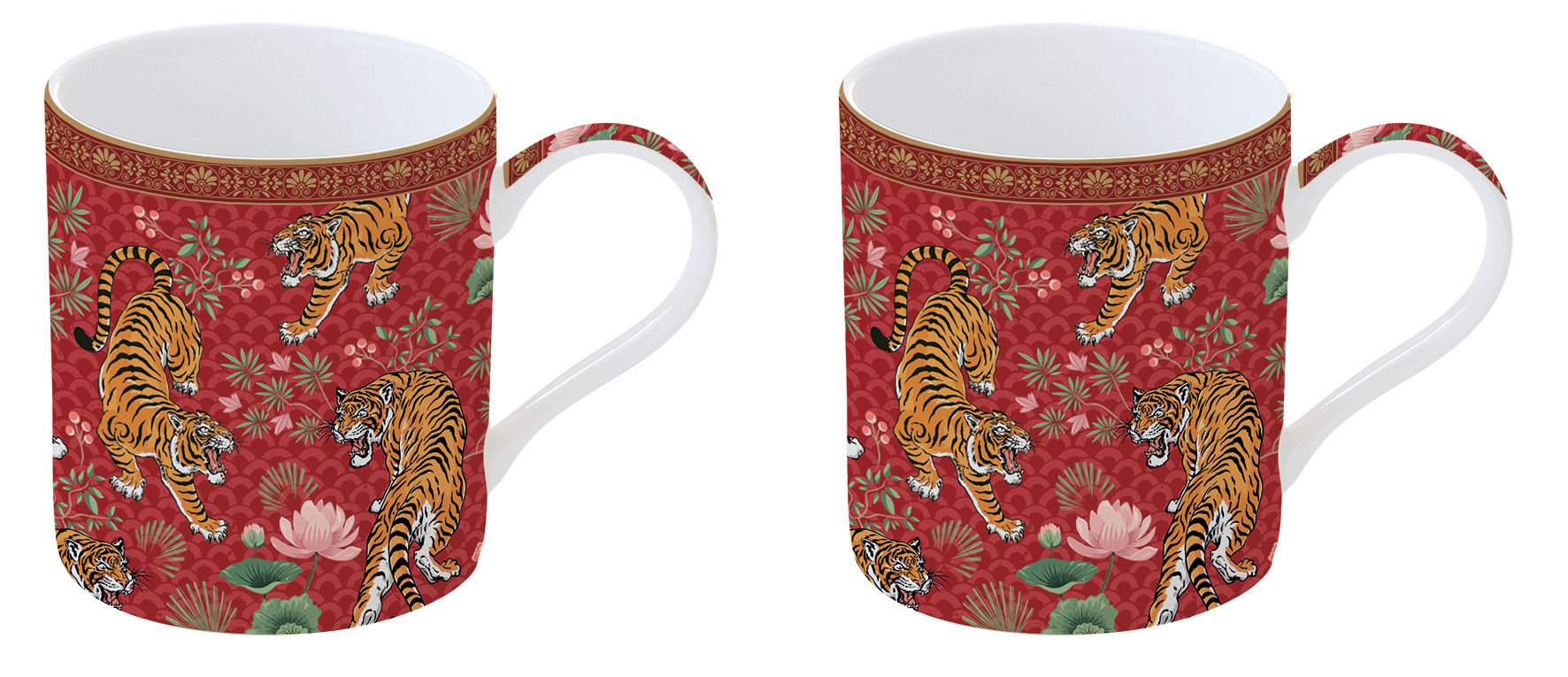 Bengala 2'li Porselen Kulplu Bardak Seti