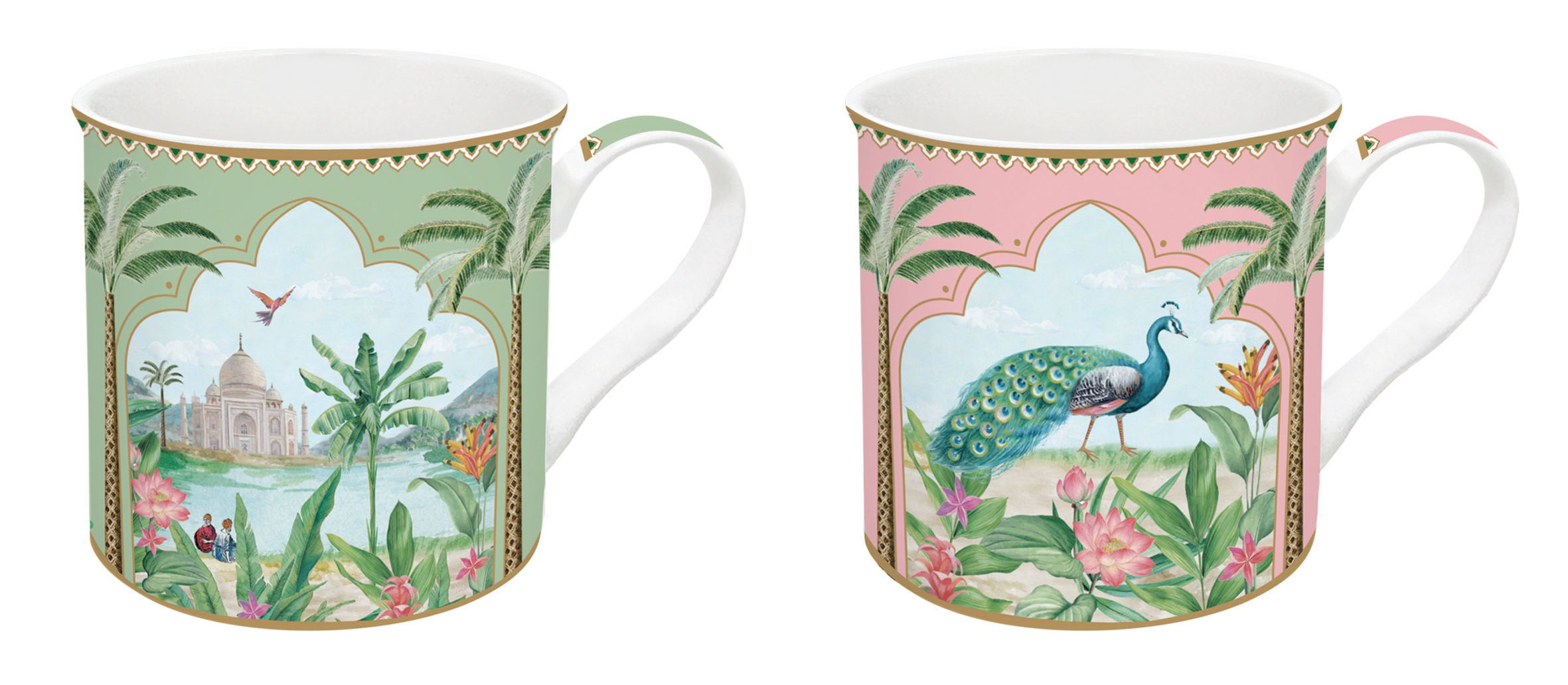 Paradis Sauvage 2'li Fine China Porselen Kulplu Bardak Seti