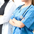 Healthcare people group. Professional doctor working in hospital office or clinic with oth