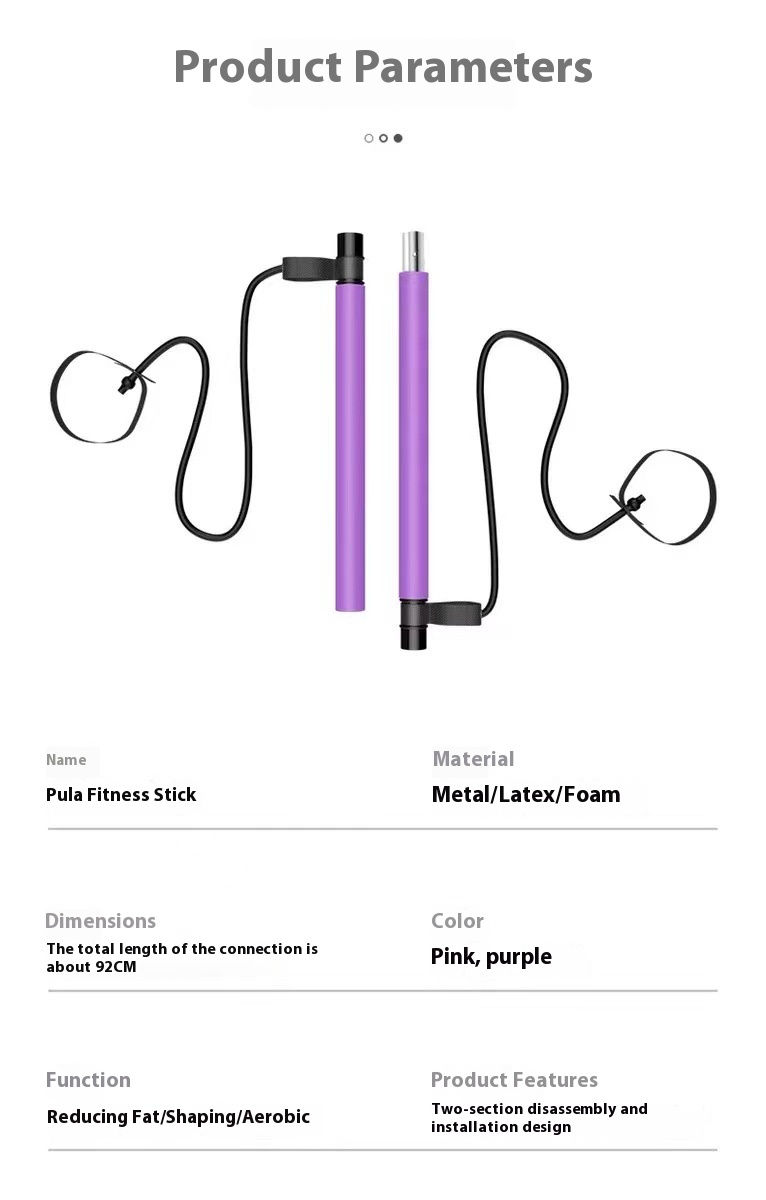 Thumbnail: Pilates Stick - Adjustable Fitness Bar for Home Workout, Yoga, Stretching & Toni