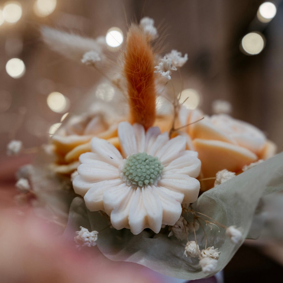 Miniature : Bouquet de fleurs éternelles en cire - 4 fleurs