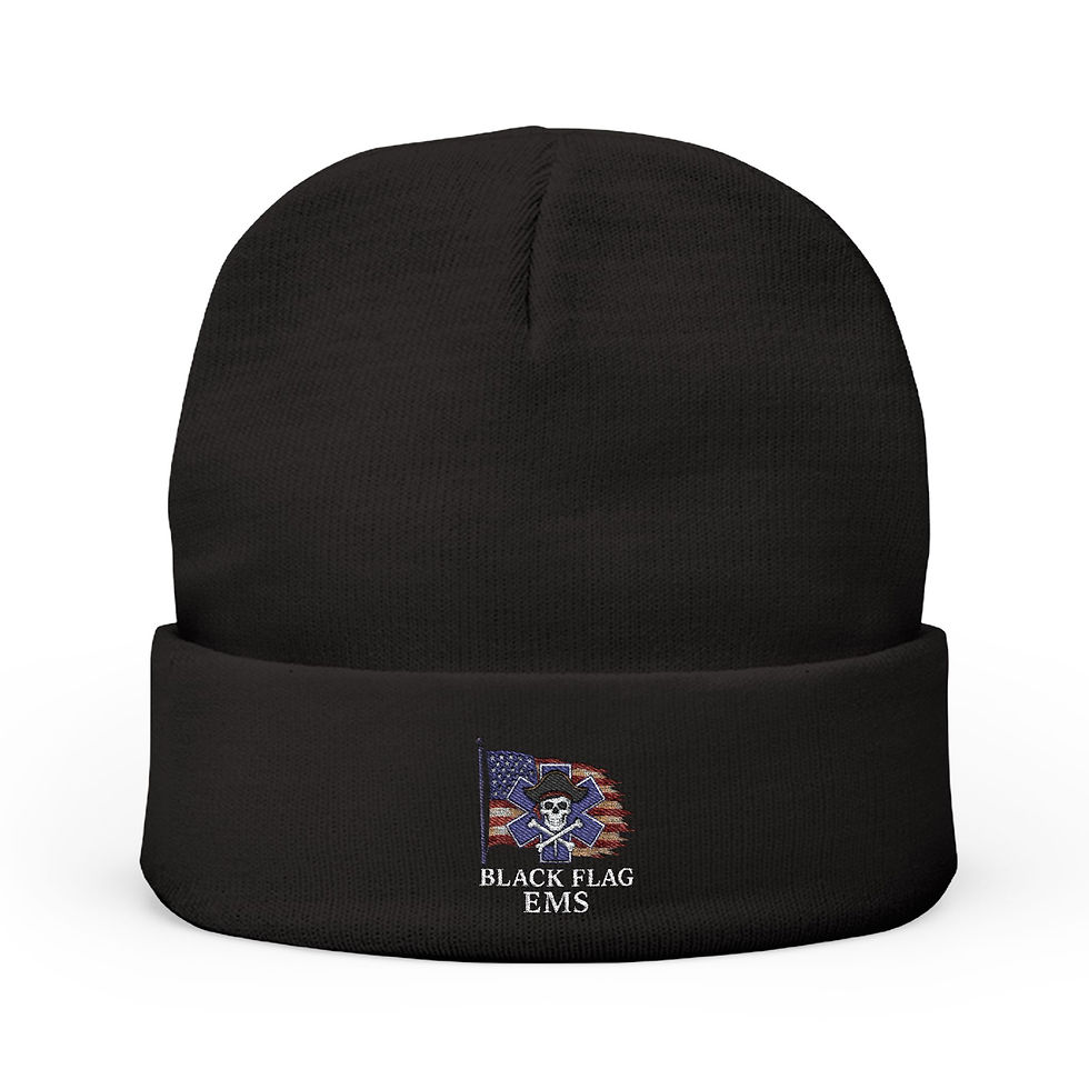 Black Flag EMS Custom Knit Beanie - Embroidered Winter Hat