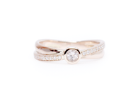 9ct Rose Gold, Morganite & Diamond Crossover Egnagement Ring