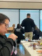 student making top knot