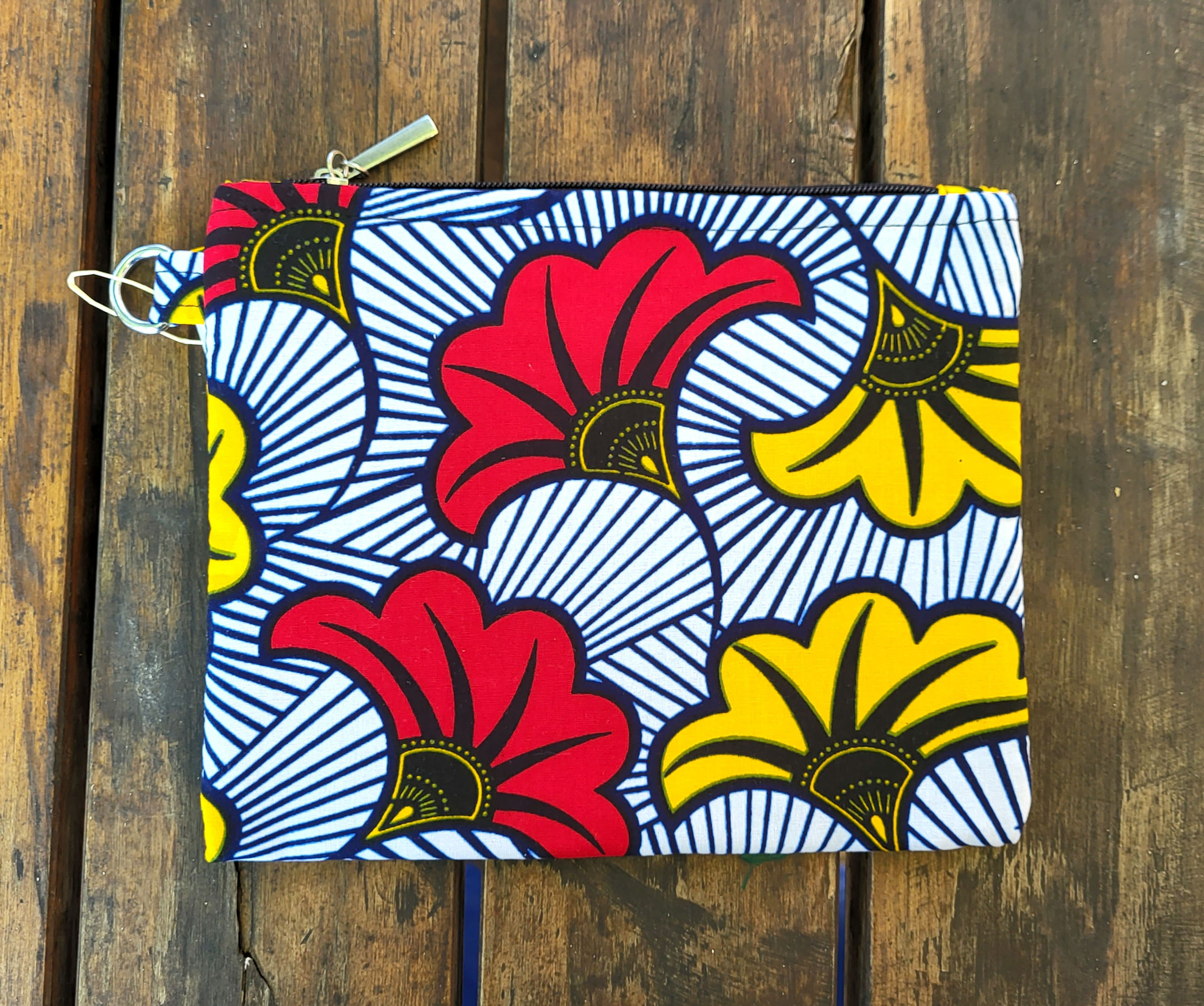 Pochette en pagne Fleurs de mariage Rouge et Jaune