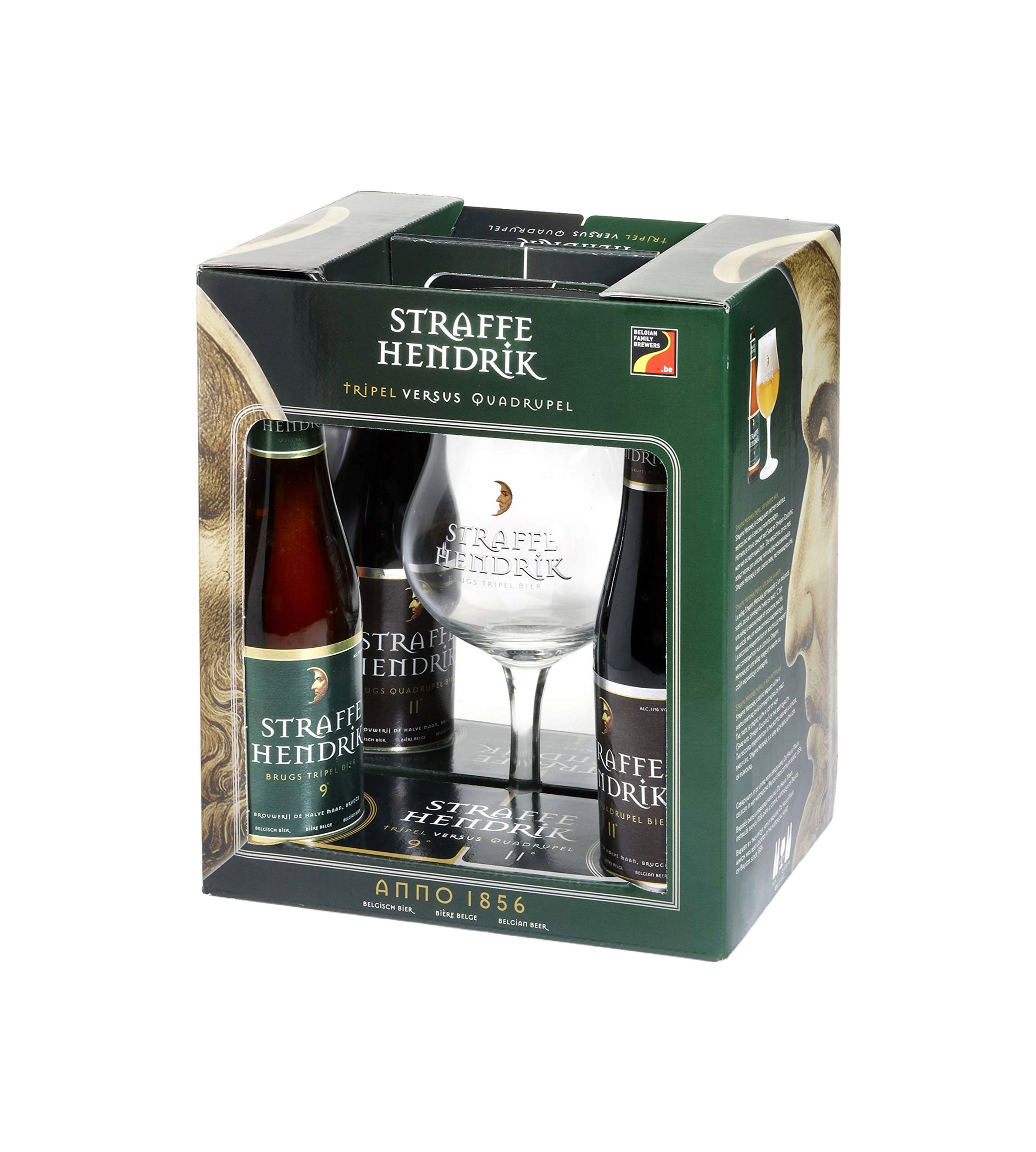 pack regalo cerveza importada Belgica marca Straffe Hendrik estilo Triepel y copa