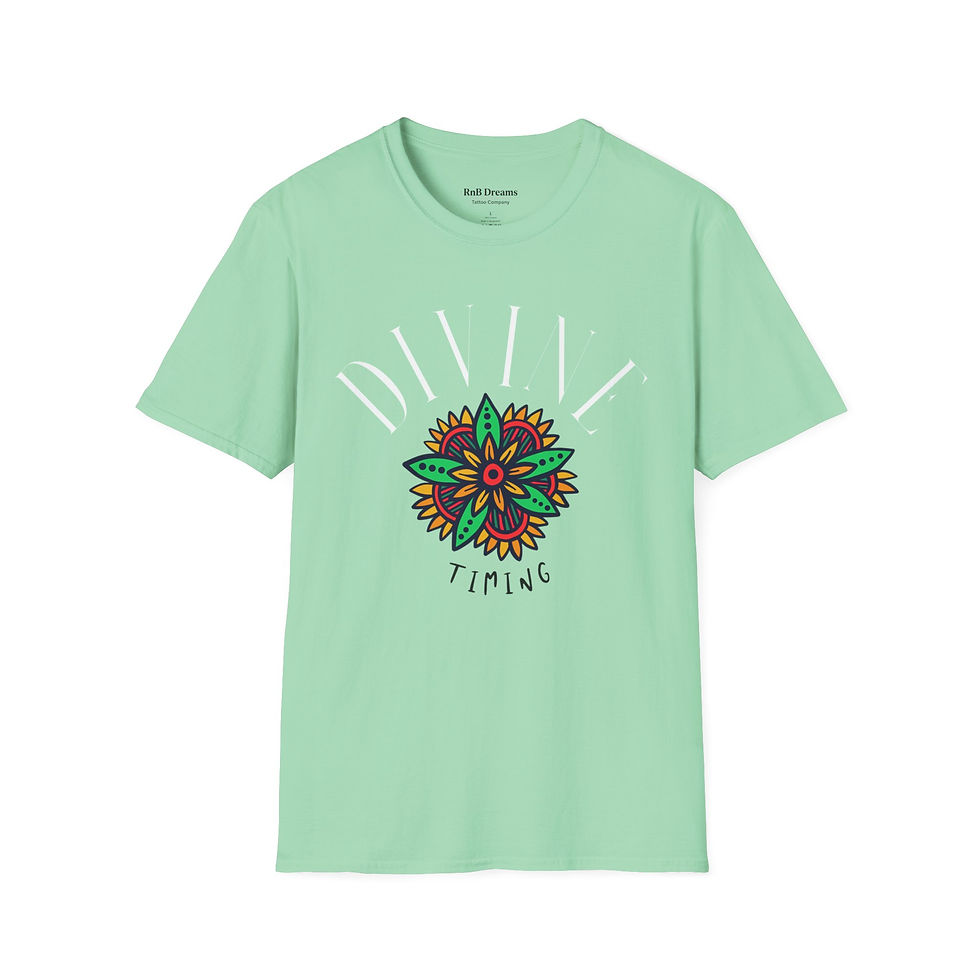 Thumbnail: Divine Timing Floral T-Shirt — Spiritual Mandala Graphic Tee