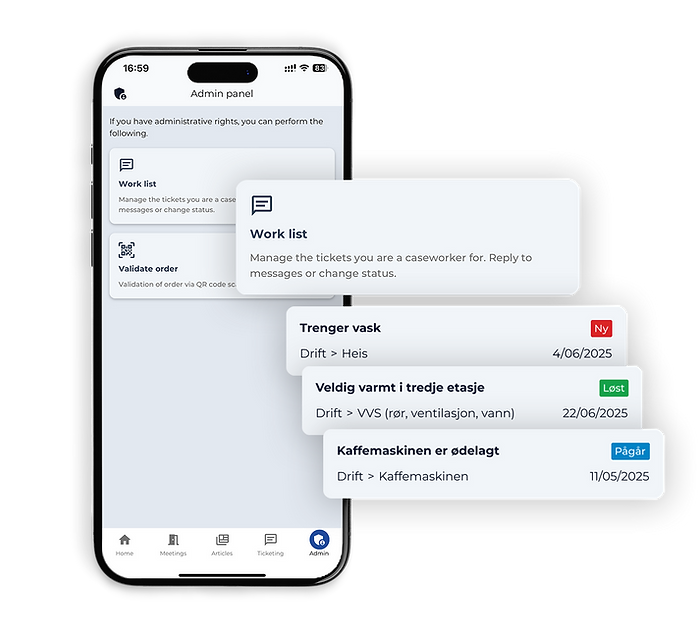 Brukere kan enkelt melde inn behov og få hjelp i appen
