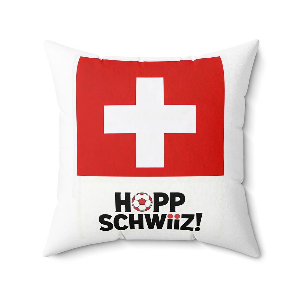 Miniaturbild: Das einzigartige Kissen HOPP SCHWIIZ ist der ideale Begleiter, um Eurer Mannschaft in bequemer Art die Daumen zu drücken