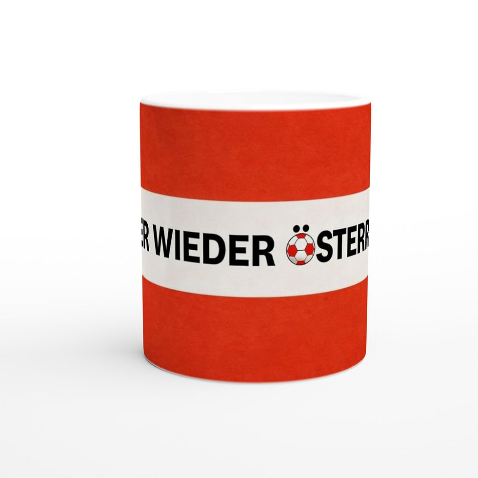 Einzigartige Keramiktasse mit dem Schriftzug IMMER WIEDER ÖSTERREICH