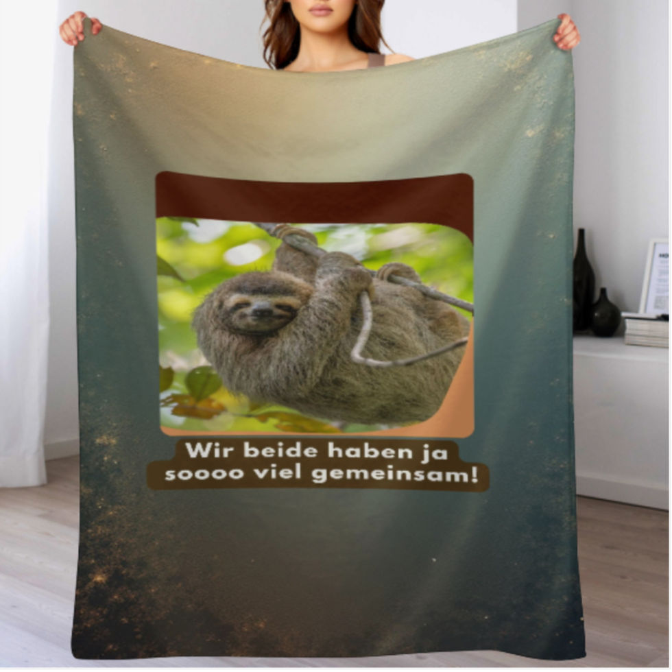 Einzigartige Couchdecke "Faultier": Er und ich haben ja soooo viel gemeinsam!