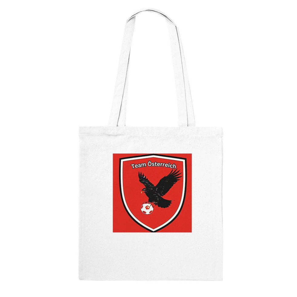 Unsere Classic Tragetasche TEAM ÖSTERREICH aus 100% Baumwolle mit dem prägnanten Adler Motiv,