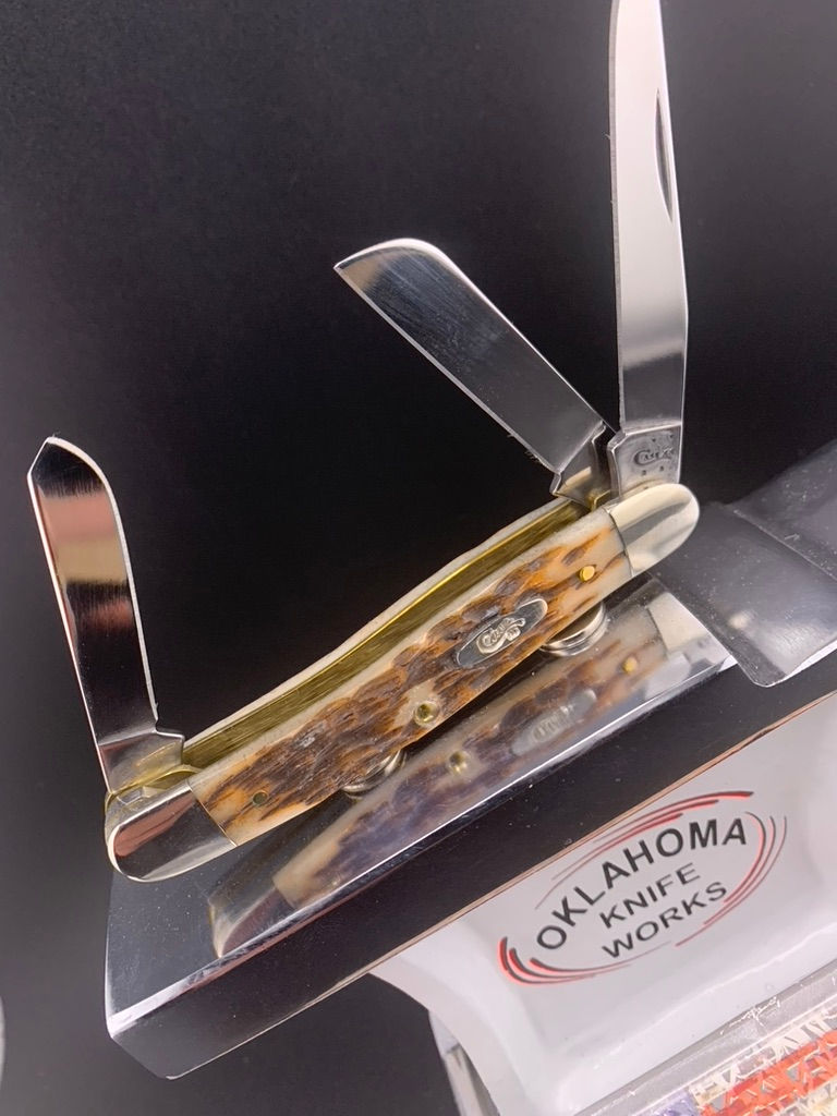 Thumbnail: copy of Case Amber Bone Peach Seed Jig Meduin Stockman