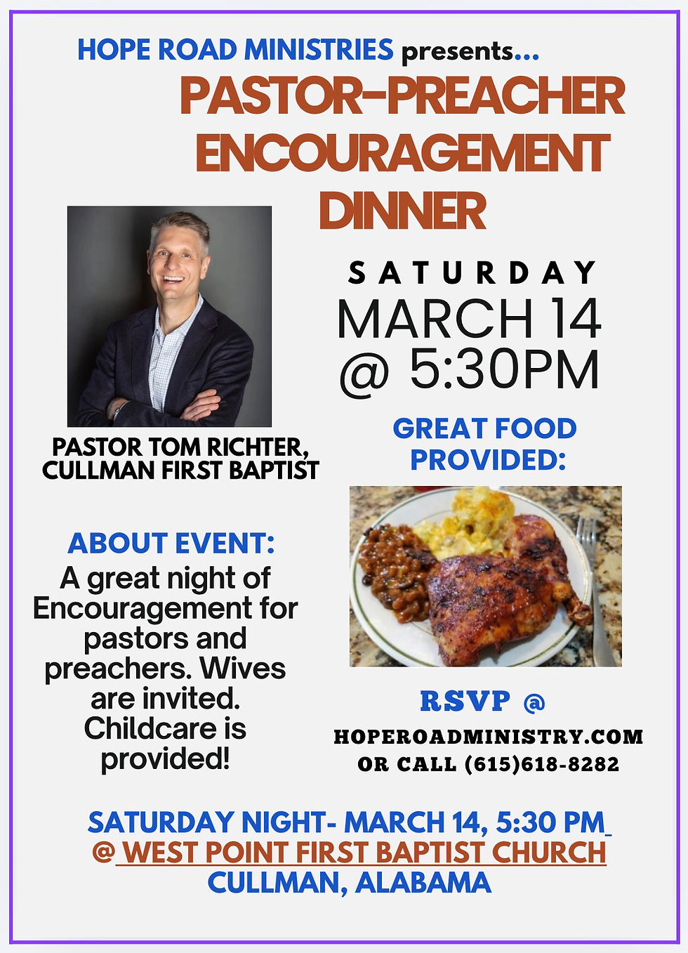 Pastor-Preacher Encouragement Dinner