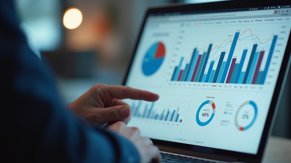 Close-up view of a marketer analysing PPC performance charts
