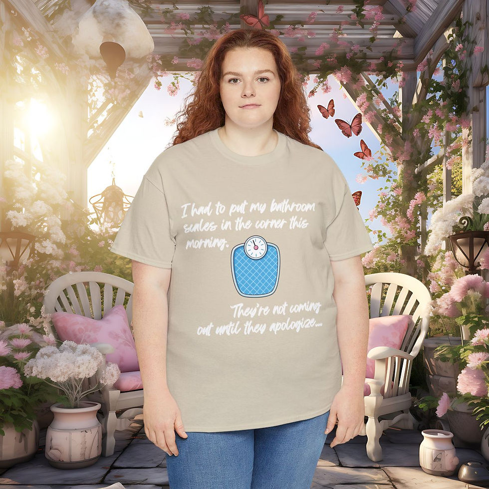 Thumbnail: I had to put my bathroom scale in the corner... | Unisex Heavy Cotton T-shirt