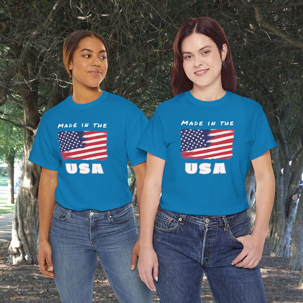 Thumbnail: Made in the USA T-shirt, heavy cotton tee, US Flag, great gift for Americans