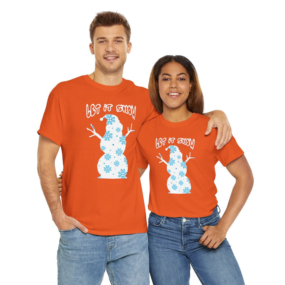 Thumbnail: Another Let it Snow Snowman Christmas Tshirt Heavy Cotton Tee