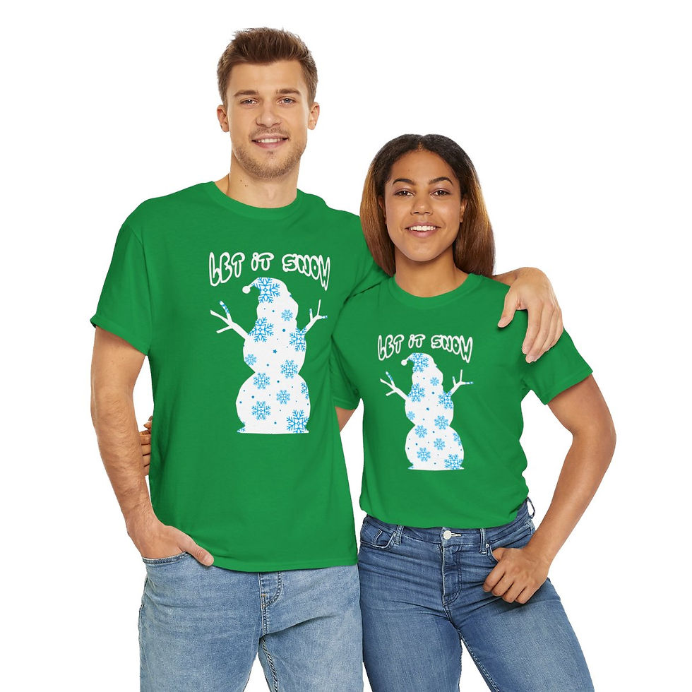 Thumbnail: Another Let it Snow Snowman Christmas Tshirt Heavy Cotton Tee