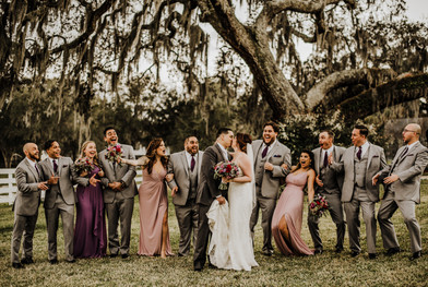 bride and groom wedding party